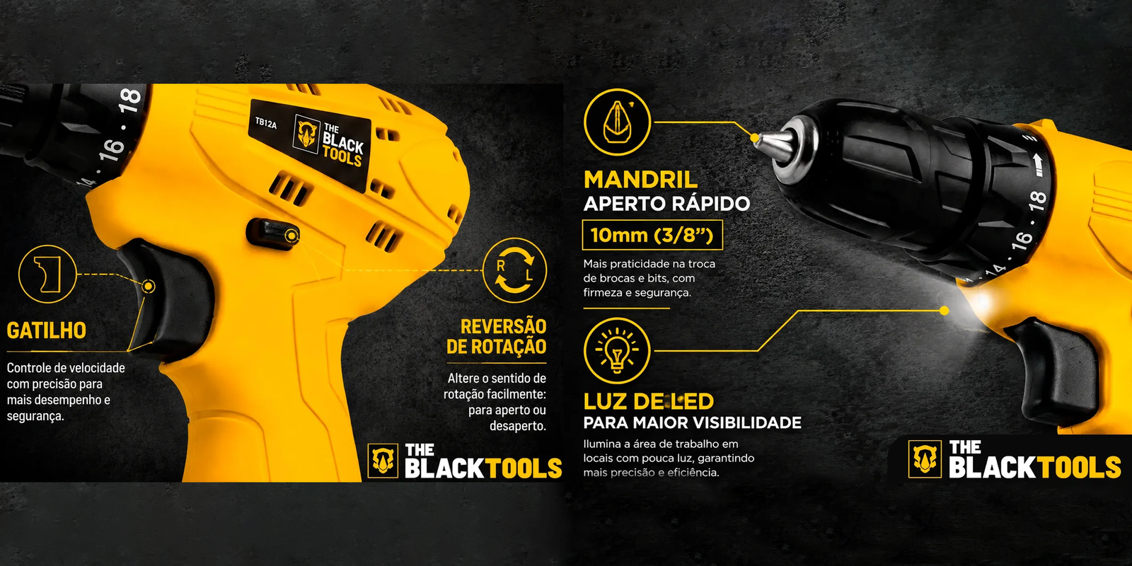 Furadeira e Parafusadeira The Black Tools TB12A
